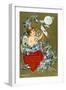 Cupid Shooting an Arrow Carrying a Love Letter, American Valentine Card, 1908-null-Framed Giclee Print