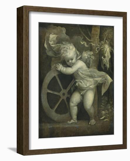 Cupid with the Wheel of Fortune, C.1520-Titian (Tiziano Vecelli)-Framed Giclee Print