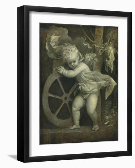 Cupid with the Wheel of Fortune, C.1520-Titian (Tiziano Vecelli)-Framed Giclee Print