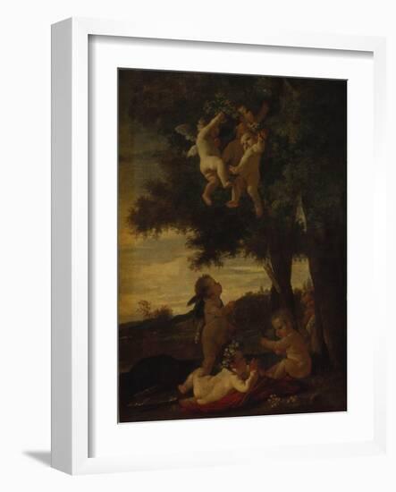 Cupids and Geniuses, 1630-1633-Nicolas Poussin-Framed Giclee Print