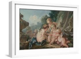 Cupids in Conspiracy, 1740S (Oil on Canvas)-Francois Boucher-Framed Giclee Print