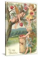 Cupids Picking Hearts-null-Stretched Canvas