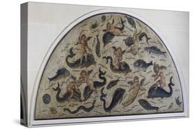 Cupids Playing with Dolphins, Mosaic Decoration of Fountain from Utica-null-Stretched Canvas