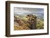 Curbar Edge, Summer Heather, View Towards Chatsworth, Peak District National Park, Derbyshire-Eleanor Scriven-Framed Photographic Print