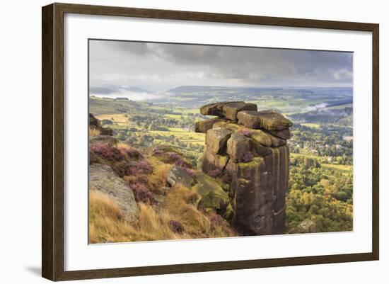 Curbar Edge, Summer Heather, View Towards Chatsworth, Peak District National Park, Derbyshire-Eleanor Scriven-Framed Photographic Print