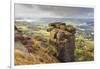 Curbar Edge, Summer Heather, View Towards Chatsworth, Peak District National Park, Derbyshire-Eleanor Scriven-Framed Photographic Print