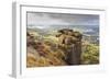 Curbar Edge, Summer Heather, View Towards Chatsworth, Peak District National Park, Derbyshire-Eleanor Scriven-Framed Photographic Print