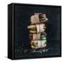 Cured Chicken and Spinach Whole Grain Sandwich Tower with Spices and Black Stone Background-Foxys Forest Manufacture-Framed Stretched Canvas