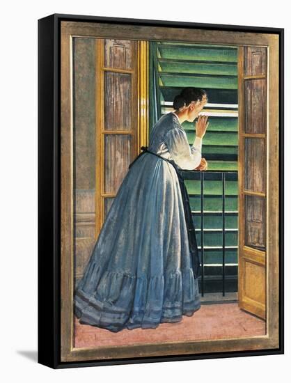 Curiosity-Silvestro Lega-Framed Stretched Canvas