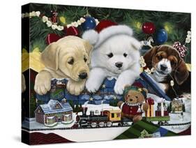 Curious Christmas Pups-Jenny Newland-Stretched Canvas