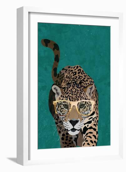 Curious green leopard-Sarah Manovski-Framed Giclee Print