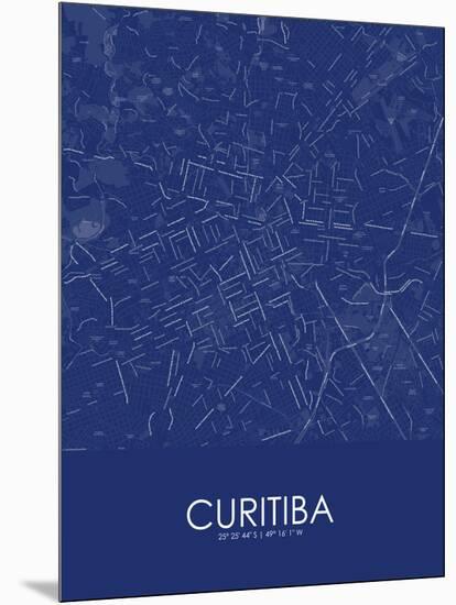 Curitiba, Brazil Blue Map-null-Mounted Poster