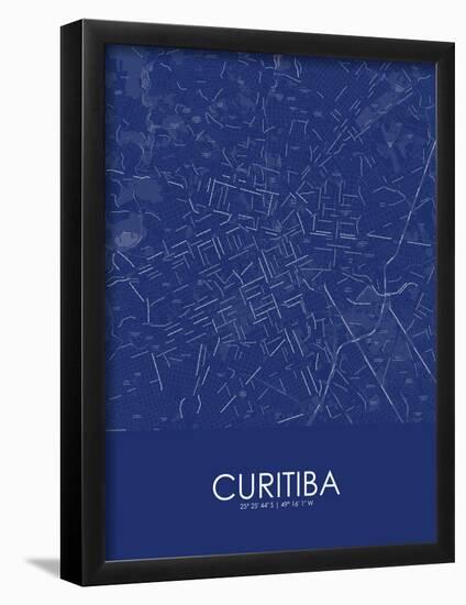 Curitiba, Brazil Blue Map-null-Framed Poster