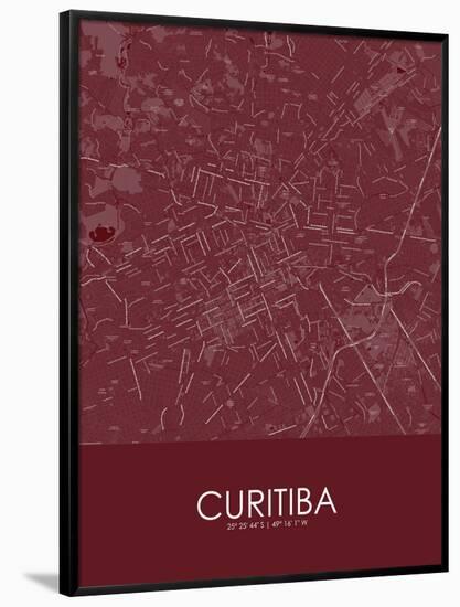 Curitiba, Brazil Red Map-null-Framed Poster