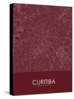 Curitiba, Brazil Red Map-null-Stretched Canvas