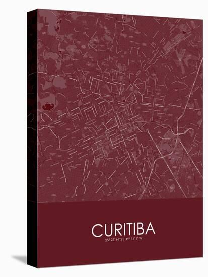 Curitiba, Brazil Red Map-null-Stretched Canvas