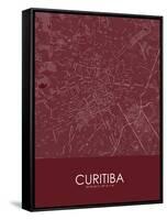 Curitiba, Brazil Red Map-null-Framed Stretched Canvas