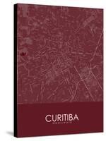 Curitiba, Brazil Red Map-null-Stretched Canvas