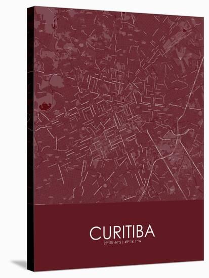 Curitiba, Brazil Red Map-null-Stretched Canvas
