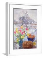 Curled Cat with Flowers-Timothy Easton-Framed Giclee Print