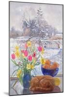 Curled Cat with Flowers-Timothy Easton-Mounted Giclee Print