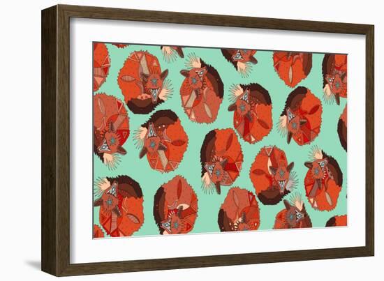 Curled Fox Polka Mint-Sharon Turner-Framed Art Print