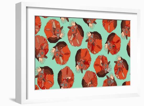 Curled Fox Polka Mint-Sharon Turner-Framed Art Print