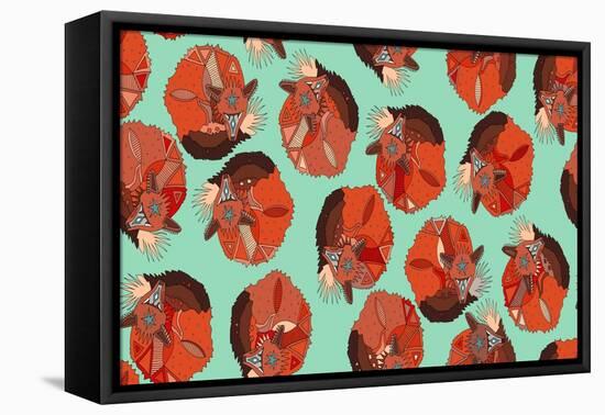 Curled Fox Polka Mint-Sharon Turner-Framed Stretched Canvas