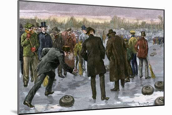 Curling Match on a Frozen Lake in Canada, 1880s-null-Mounted Giclee Print