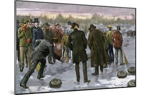 Curling Match on a Frozen Lake in Canada, 1880s-null-Mounted Giclee Print