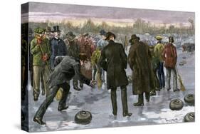 Curling Match on a Frozen Lake in Canada, 1880s-null-Stretched Canvas