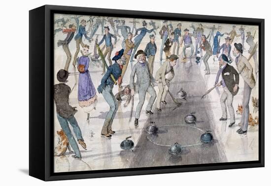 Curling Match on Duddingston Loch-Charles Altamont Doyle-Framed Stretched Canvas