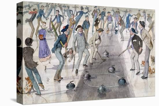 Curling Match on Duddingston Loch-Charles Altamont Doyle-Stretched Canvas