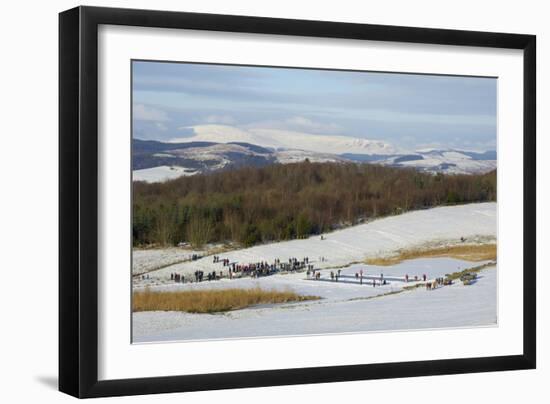 Curling on Frozen Bush Loch, Gatehouse of Fleet, Dumfries and Galloway, Scotland, United Kingdom-Gary Cook-Framed Photographic Print