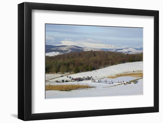 Curling on Frozen Bush Loch, Gatehouse of Fleet, Dumfries and Galloway, Scotland, United Kingdom-Gary Cook-Framed Photographic Print