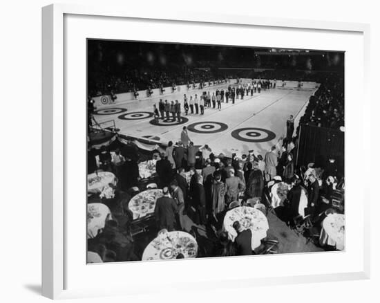 Curling Party Being Given before the Opening of First US Men's National Championships-null-Framed Photographic Print