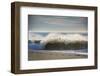 Curling wave on Pacific Ocean beach in evening light-Sheila Haddad-Framed Photographic Print