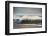 Curling wave on Pacific Ocean beach in evening light-Sheila Haddad-Framed Photographic Print