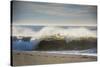 Curling wave on Pacific Ocean beach in evening light-Sheila Haddad-Stretched Canvas