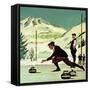 Curling-English School-Framed Stretched Canvas