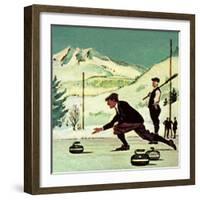 Curling-English School-Framed Giclee Print