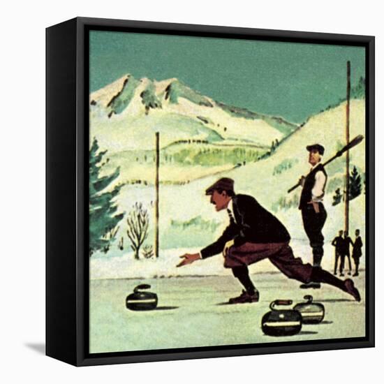 Curling-English School-Framed Stretched Canvas