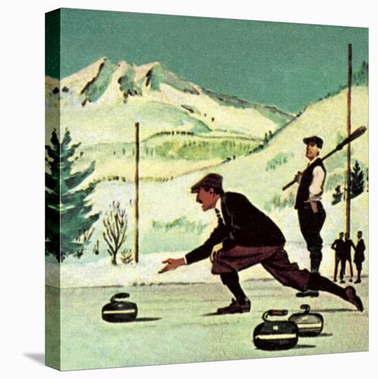 Curling-English School-Stretched Canvas