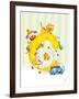 Curly C-Blue Fish-Framed Art Print