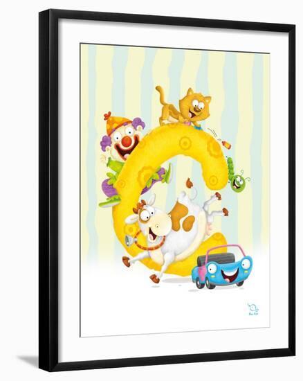 Curly C-Blue Fish-Framed Art Print