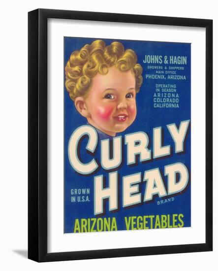 Curly Head Vegetable Label - Phoenix, AZ-Lantern Press-Framed Art Print