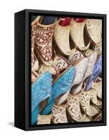 Curly Toed Slippers for Sale in Bur Dubai Souk, Dubai, United Arab Emirates, Middle East-Amanda Hall-Framed Stretched Canvas
