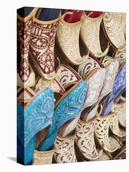 Curly Toed Slippers for Sale in Bur Dubai Souk, Dubai, United Arab Emirates, Middle East-Amanda Hall-Stretched Canvas