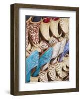 Curly Toed Slippers for Sale in Bur Dubai Souk, Dubai, United Arab Emirates, Middle East-Amanda Hall-Framed Photographic Print