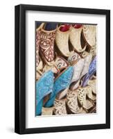 Curly Toed Slippers for Sale in Bur Dubai Souk, Dubai, United Arab Emirates, Middle East-Amanda Hall-Framed Photographic Print